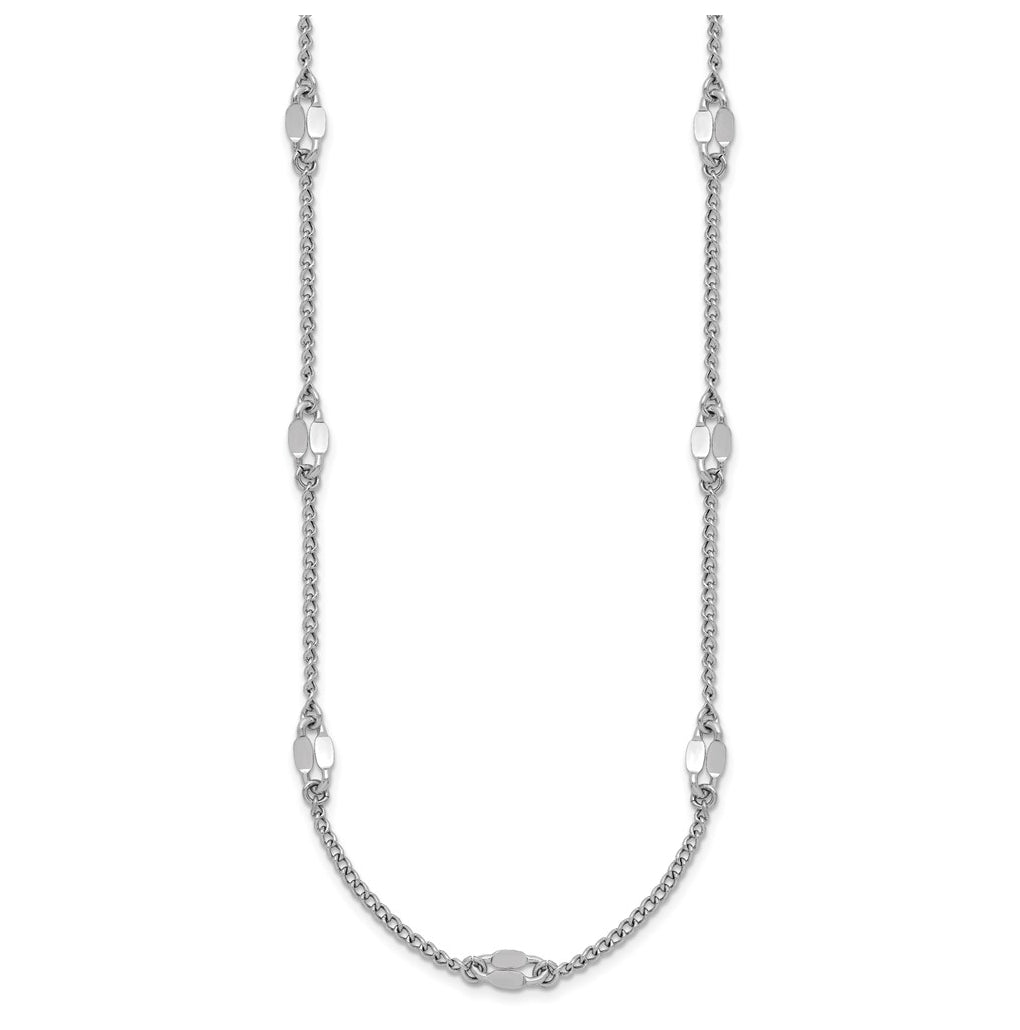 Sterling Silver RH-plated Fancy Link w/2in ext. Necklace