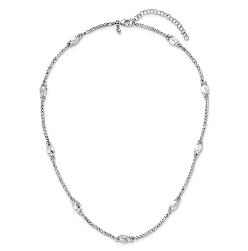 Sterling Silver RH-plated Fancy Link w/2in ext. Necklace