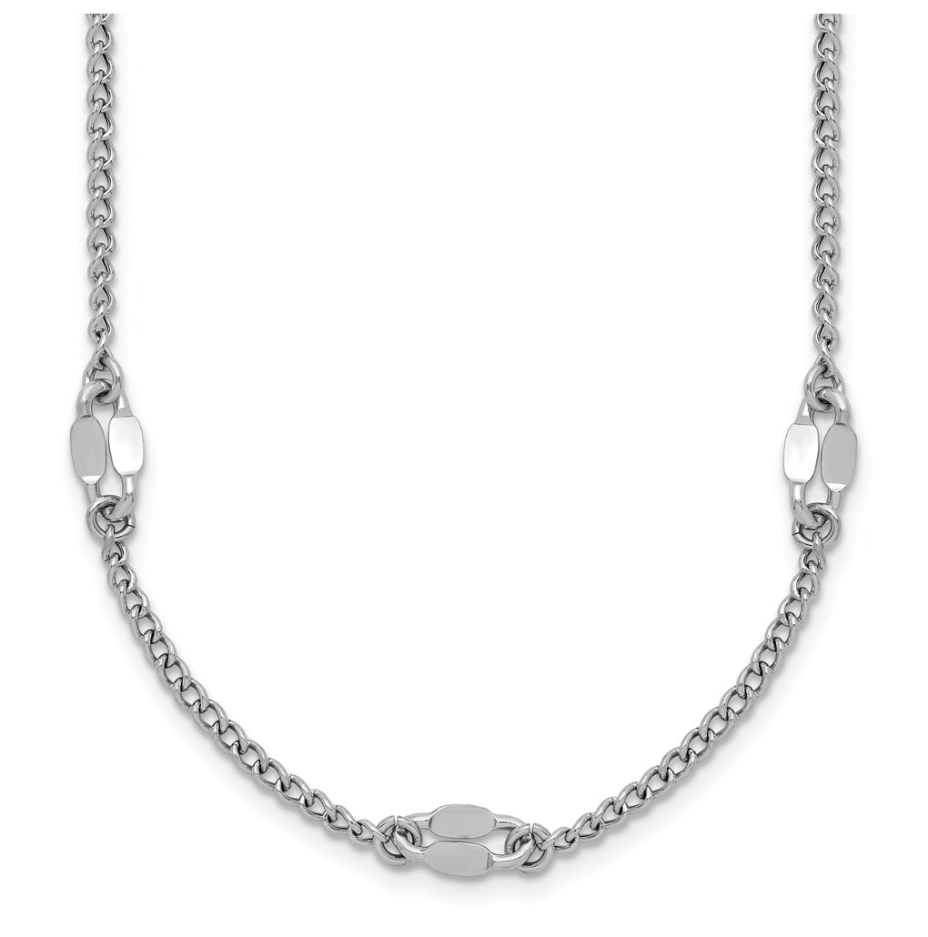 Sterling Silver RH-plated Fancy Link w/2in ext. Necklace
