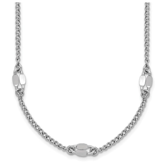 Sterling Silver RH-plated Fancy Link w/2in ext. Necklace