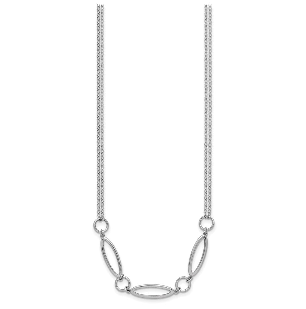 Sterling Silver RH-plated Geometric 2-stand w/2in ext. Necklace