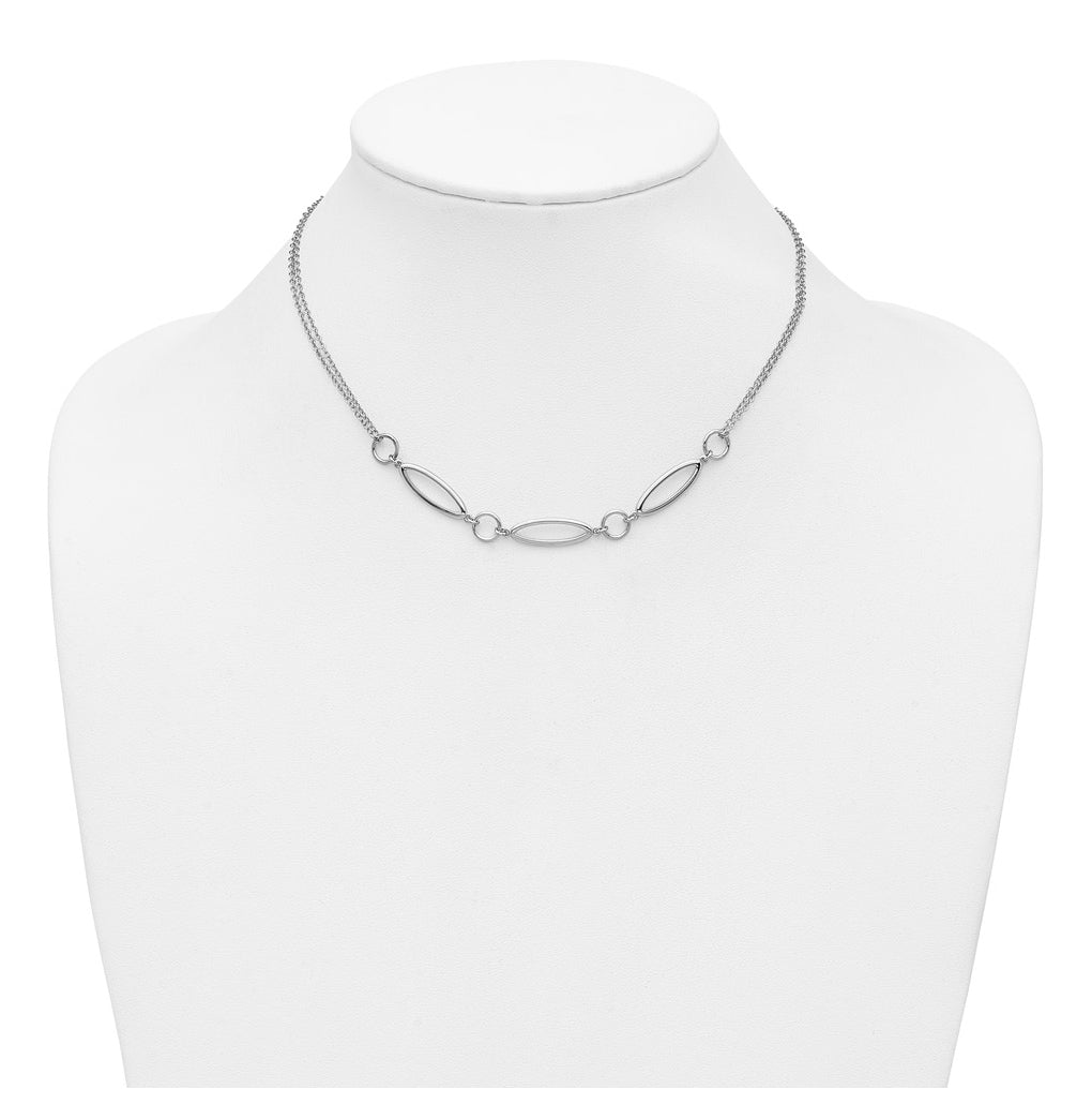 Sterling Silver RH-plated Geometric 2-stand w/2in ext. Necklace