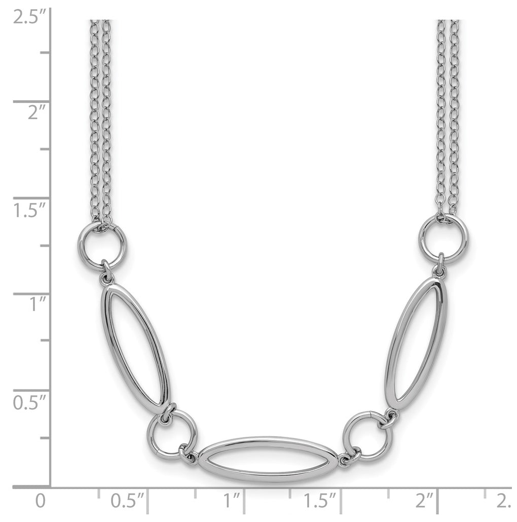 Sterling Silver RH-plated Geometric 2-stand w/2in ext. Necklace