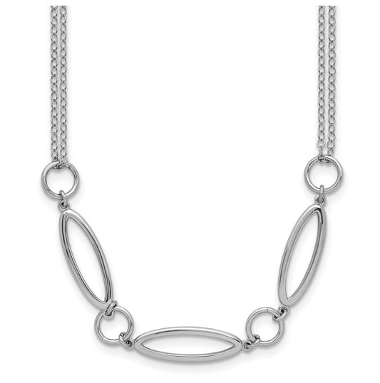 Sterling Silver RH-plated Geometric 2-stand w/2in ext. Necklace