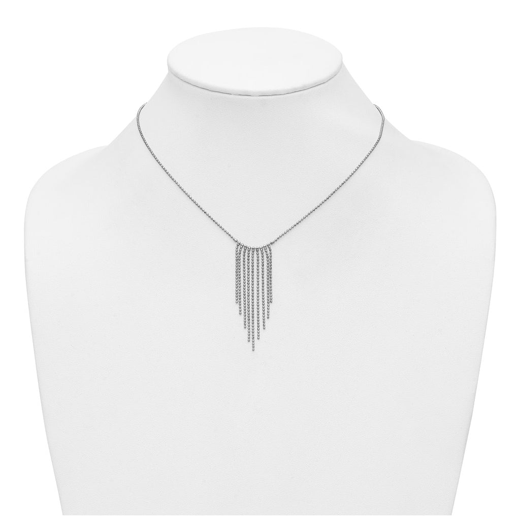 Sterling Silver RH-plated Polished D/C Fancy Necklace