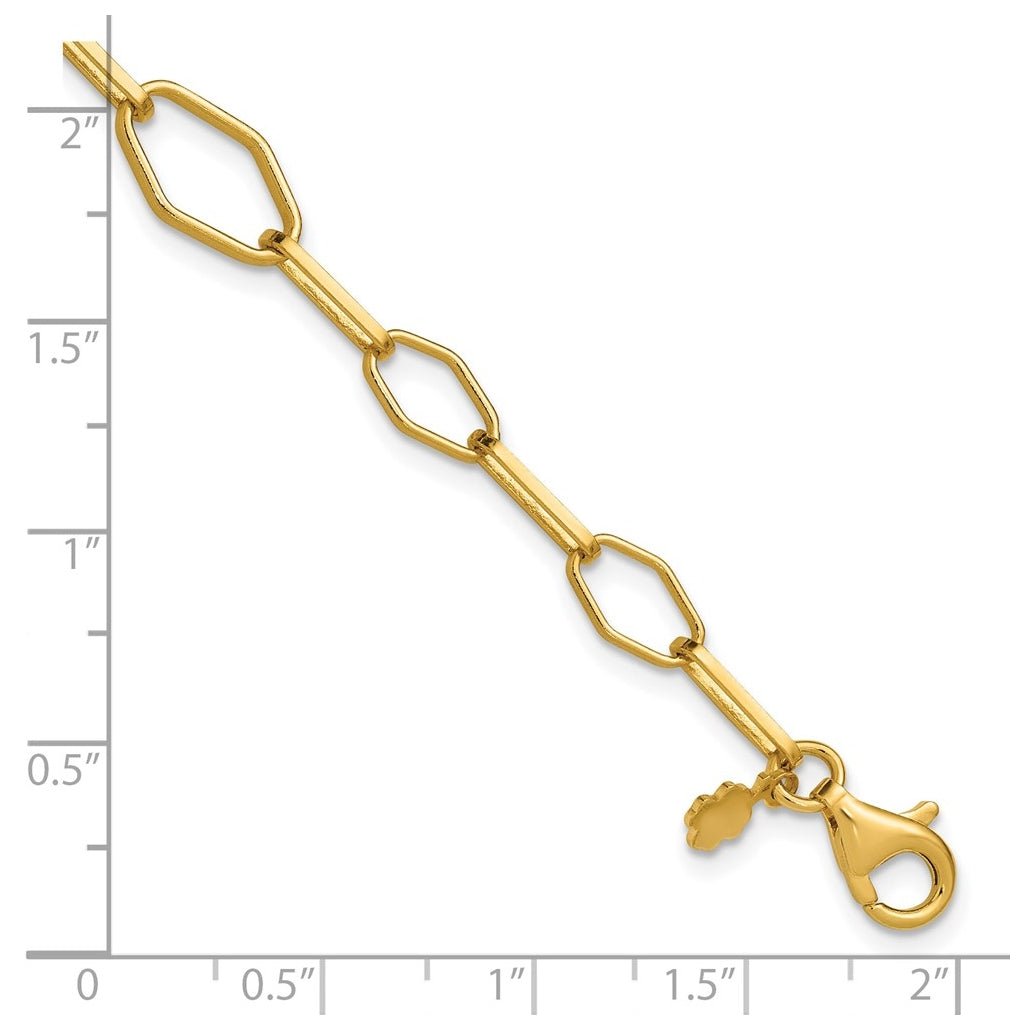 Sterling Silver Gold-tone pol. Fancy Link w/1in ext. Bracelet