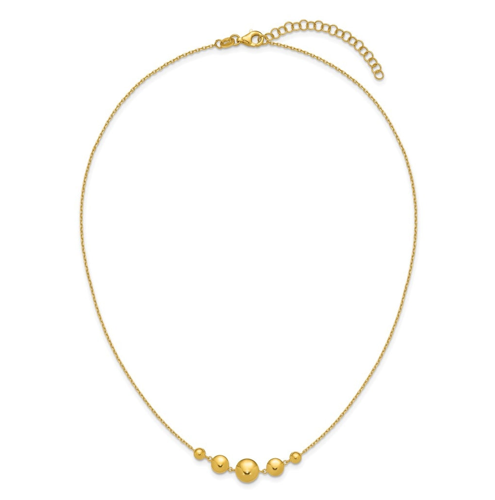 Sterling Silver Gold-tone Polished Fancy Circle w/2in ext. Necklace