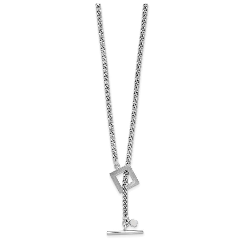 Sterling Silver RH-plated Polished Fancy Toggle Necklace