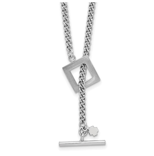 Sterling Silver RH-plated Polished Fancy Toggle Necklace