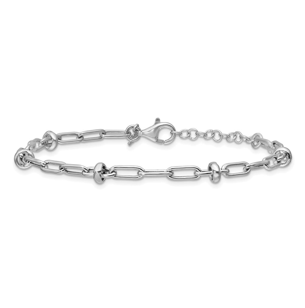 Sterling Silver RH-plated Polished Fancy Toggle Bracelet