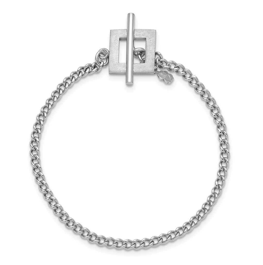 Sterling Silver RH-plated Polished Fancy Toggle Bracelet