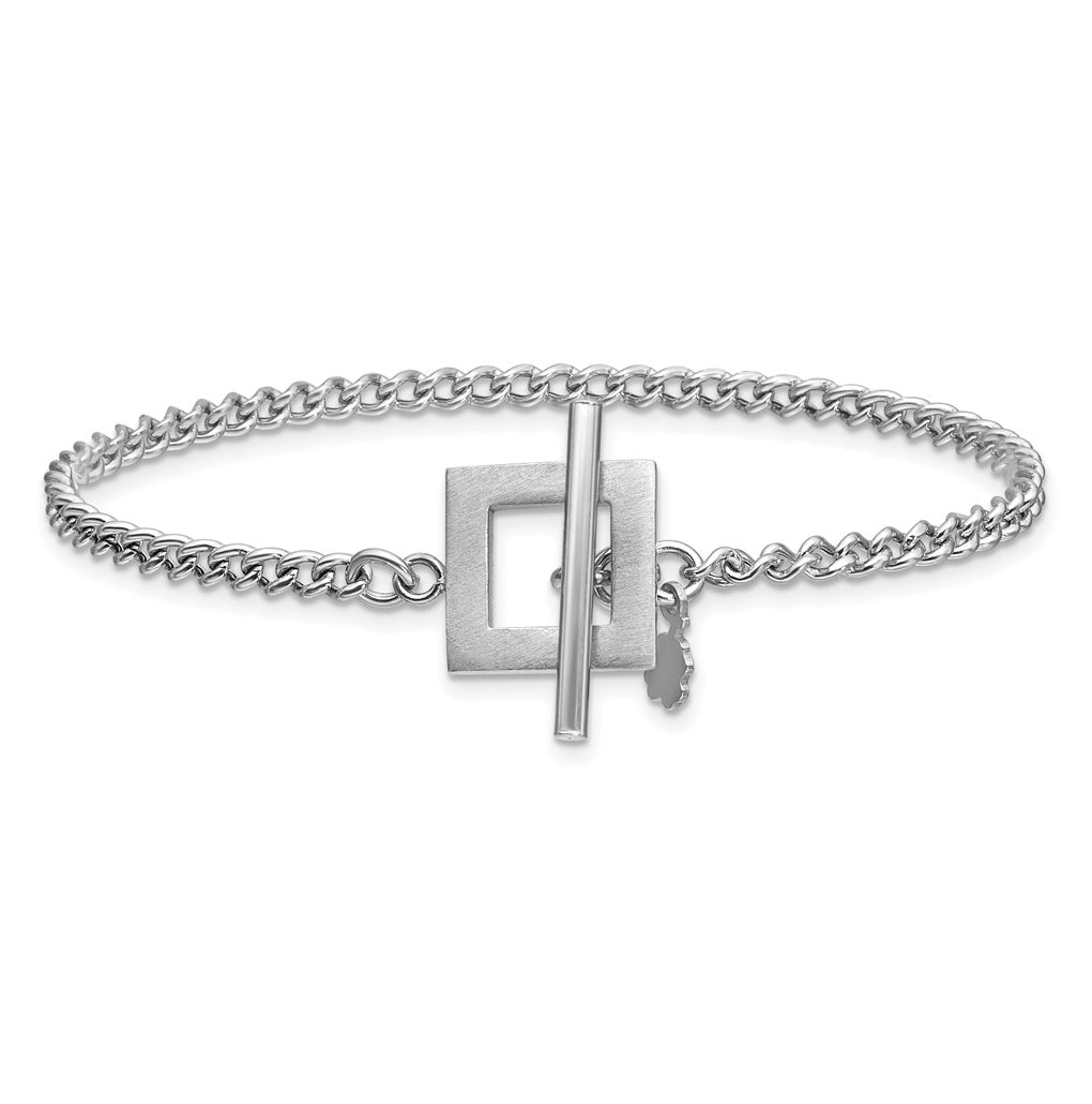 Sterling Silver RH-plated Polished Fancy Link w/1in ext. Bracelet