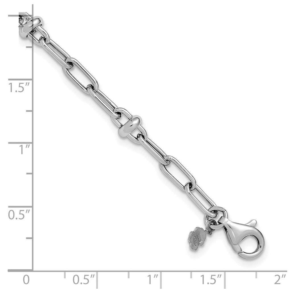Sterling Silver RH-plated Polished Fancy Link w/1in ext. Bracelet