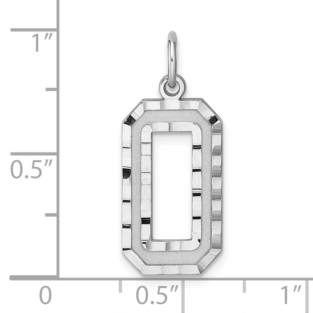 Sterling Silver Rhodium plated Large Diamond-cut #0 Charm