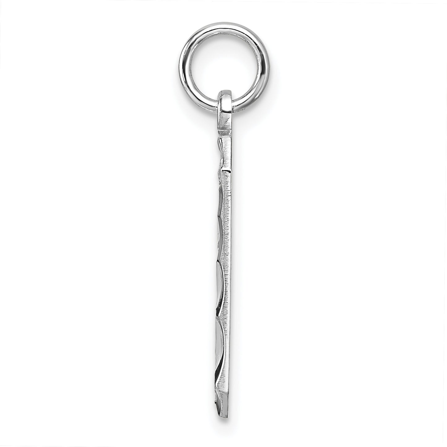 Sterling Silver Rhodium plated Large Diamond-cut #9 Charm