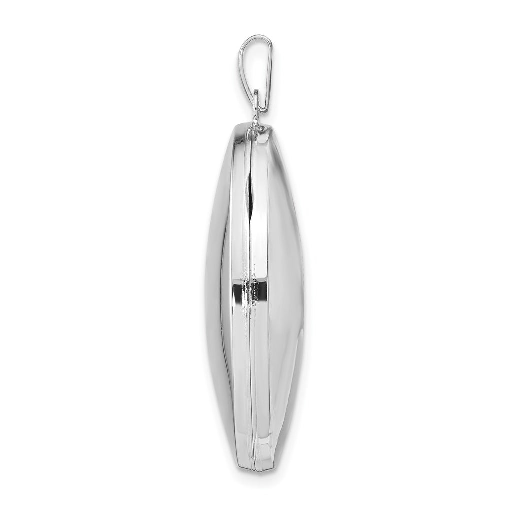 Sterling Silver Rhodium-plated Polished 32mm Oval Locket – Elegant Jewelry Gift for Birthday, Anniversary, Engagement, Wedding
