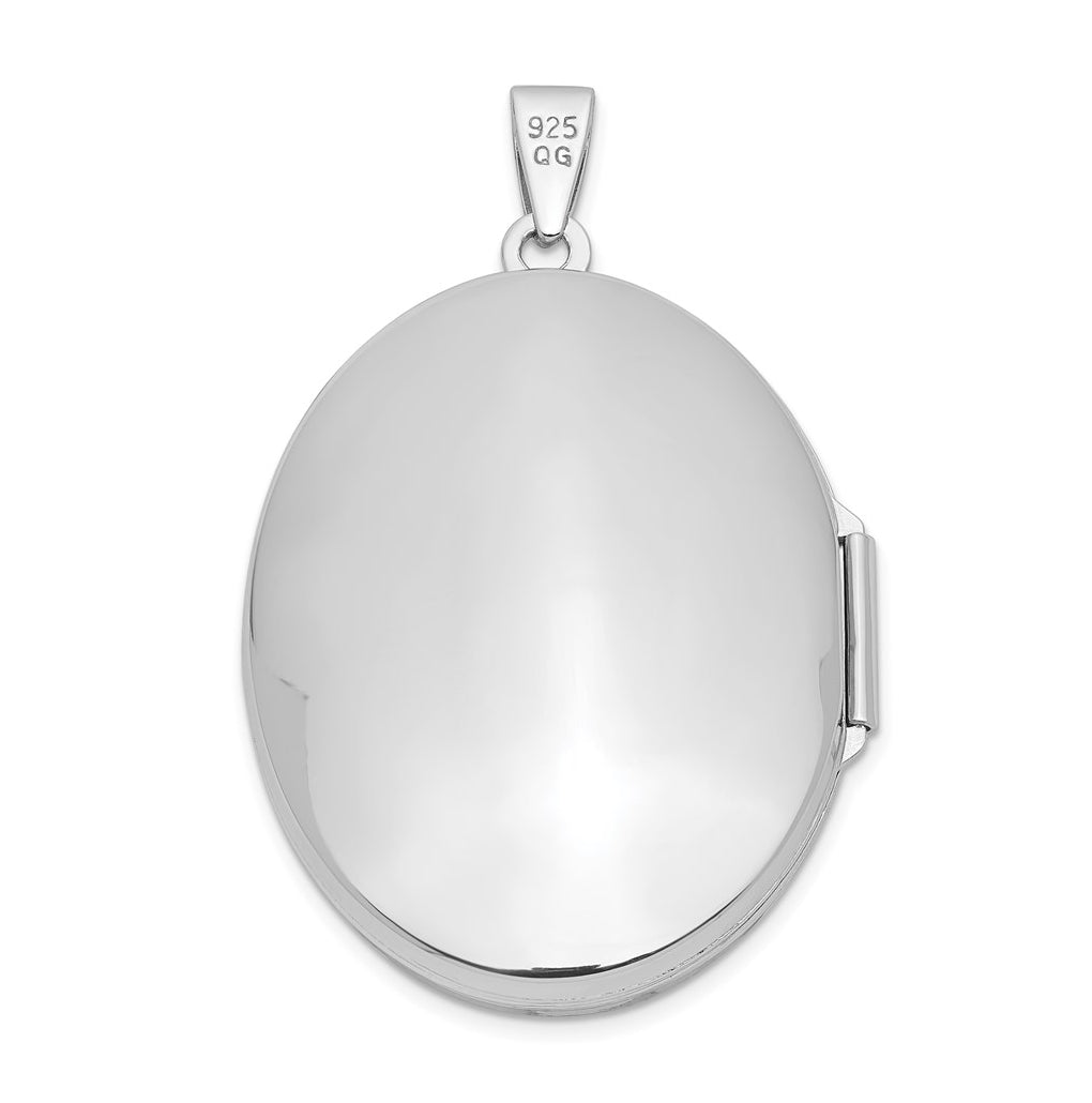 Sterling Silver Rhodium-plated Polished 32mm Oval Locket – Elegant Jewelry Gift for Birthday, Anniversary, Engagement, Wedding