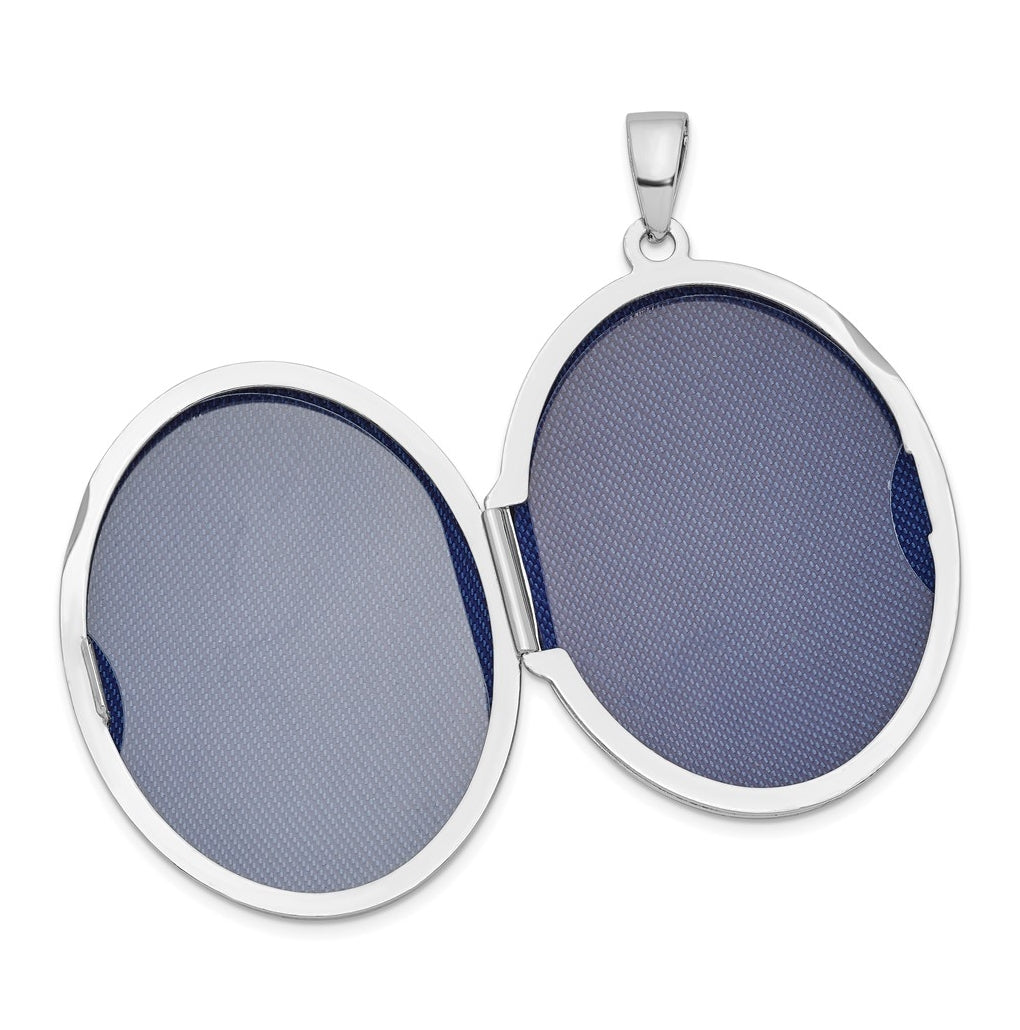 Sterling Silver Rhodium-plated Polished 32mm Oval Locket – Elegant Jewelry Gift for Birthday, Anniversary, Engagement, Wedding