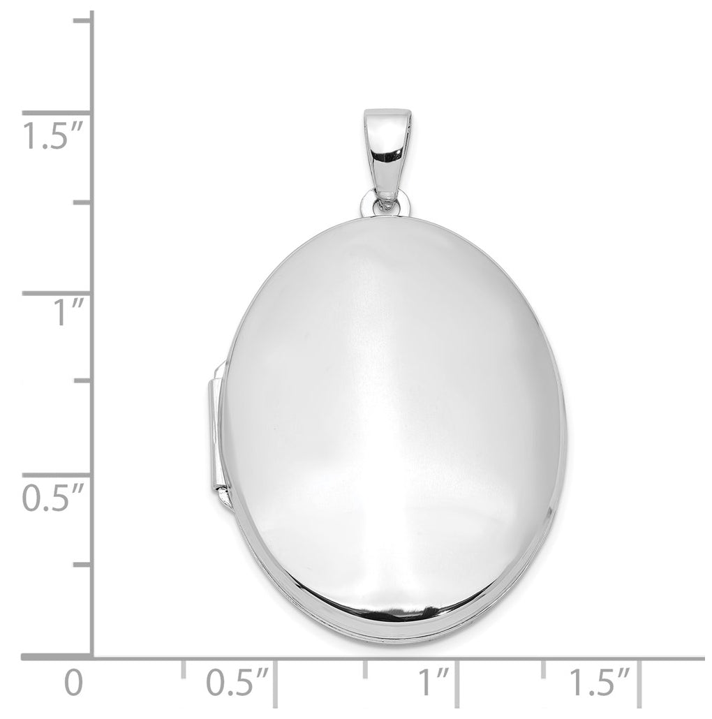 Sterling Silver Rhodium-plated Polished 32mm Oval Locket – Elegant Jewelry Gift for Birthday, Anniversary, Engagement, Wedding