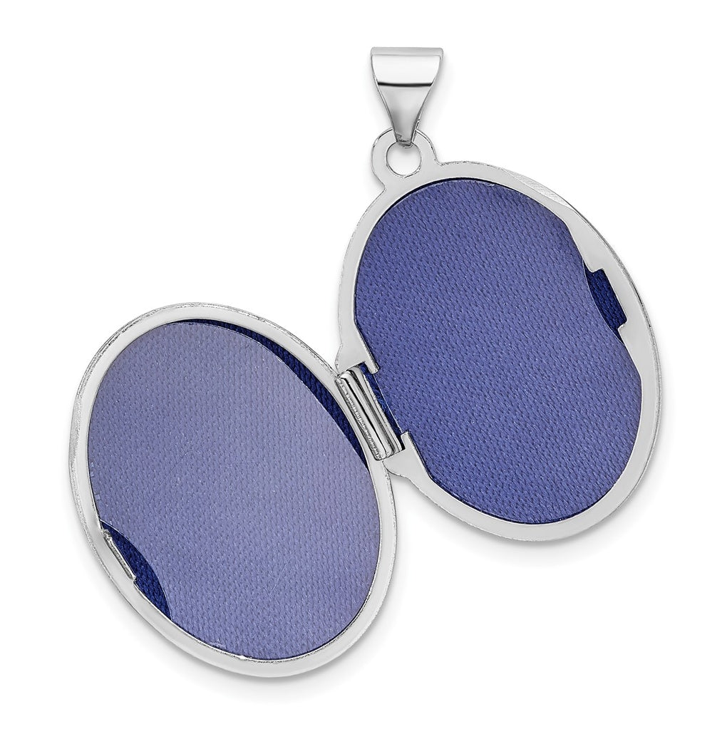 Sterling Silver Rhodium-plated Reversible Scroll Oval Locket – Elegant Jewelry Gift for Birthday, Anniversary, Engagement, Wedding