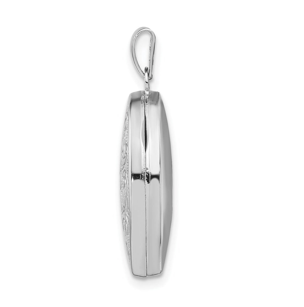 Sterling Silver Rhodium-plated Oval Floral Locket – Elegant Jewelry Gift for Birthday, Anniversary, Engagement, Wedding