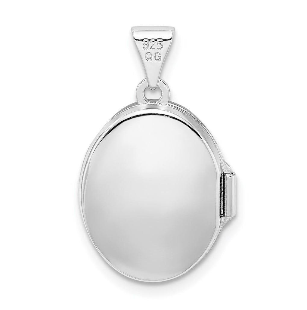 Sterling Silver Rhodium-plated Scroll Design Oval Locket – Elegant Jewelry Gift for Birthday, Anniversary, Engagement, Wedding