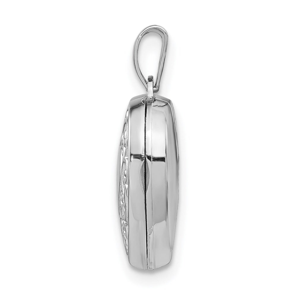 Sterling Silver Rhodium-plated Scroll Border Heart Locket – Elegant Jewelry Gift for Birthday, Anniversary, Engagement, Wedding