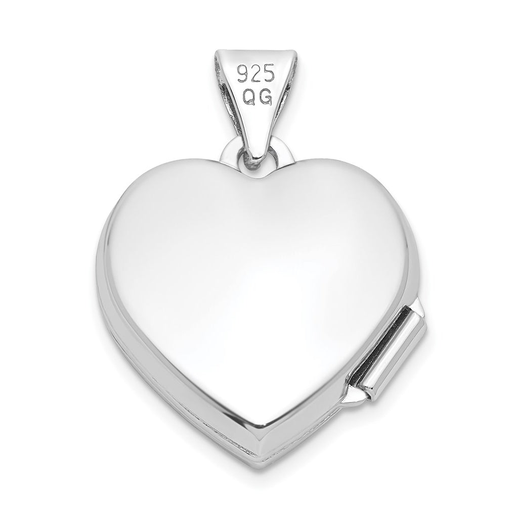 Sterling Silver Rhodium-plated Scroll Border Heart Locket – Elegant Jewelry Gift for Birthday, Anniversary, Engagement, Wedding