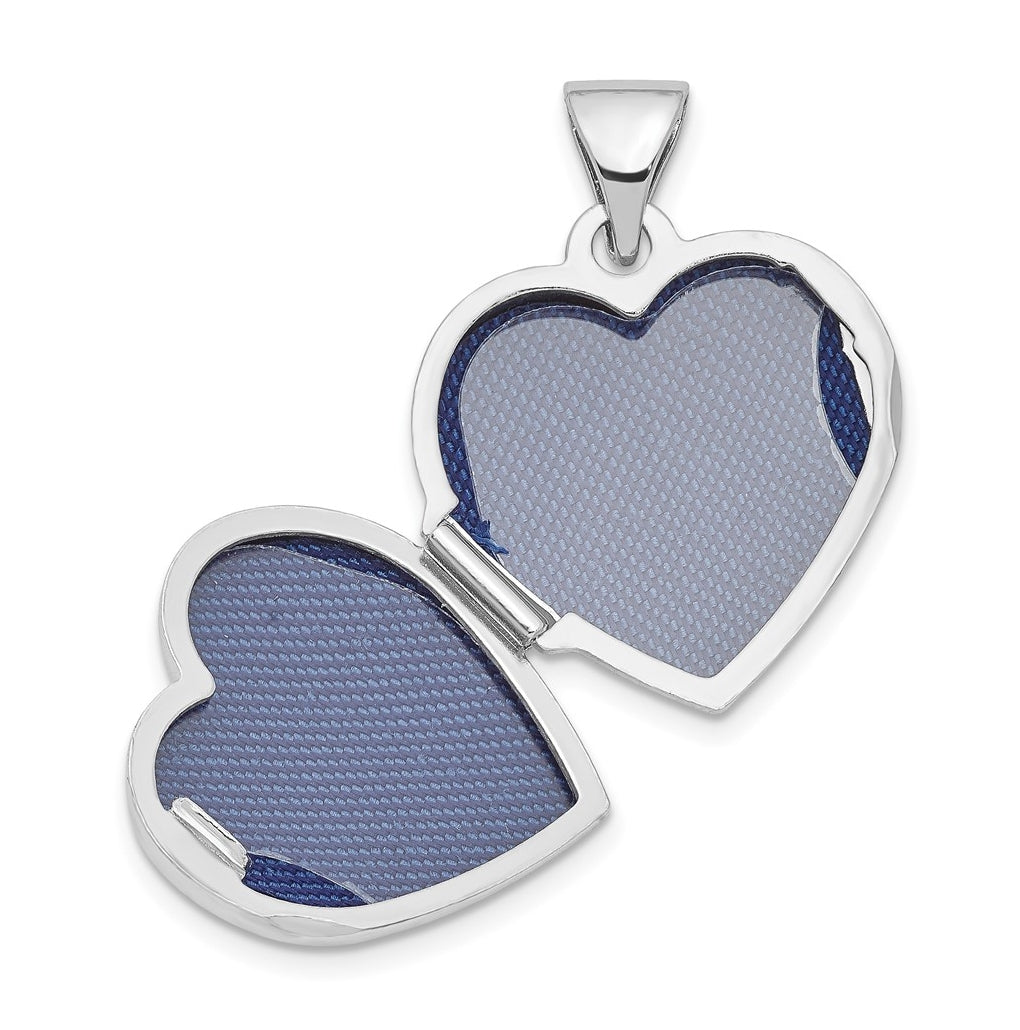 Sterling Silver Rhodium-plated Scroll Border Heart Locket – Elegant Jewelry Gift for Birthday, Anniversary, Engagement, Wedding