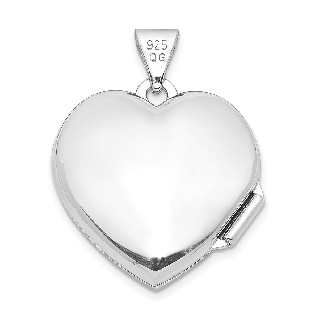 Sterling Silver Rhodium Plated Heart Locket – Elegant Jewelry Gift for Birthday, Anniversary, Engagement, Wedding