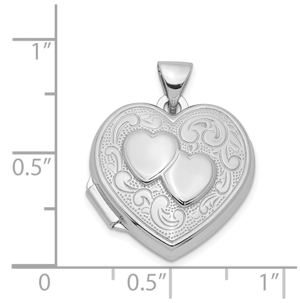 Sterling Silver Rhodium Plated Heart Locket – Elegant Jewelry Gift for Birthday, Anniversary, Engagement, Wedding