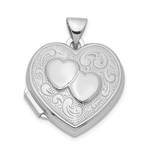 Sterling Silver Rhodium Plated Heart Locket – Elegant Jewelry Gift for Birthday, Anniversary, Engagement, Wedding