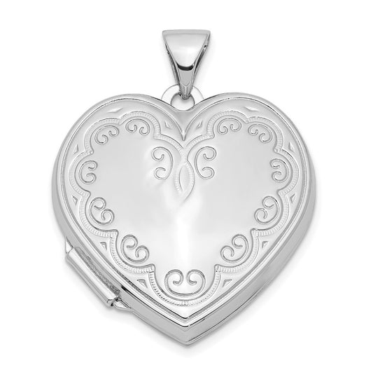 Sterling Silver Rhodium-plated Heart Locket – Elegant Jewelry Gift for Birthday, Anniversary, Engagement, Wedding