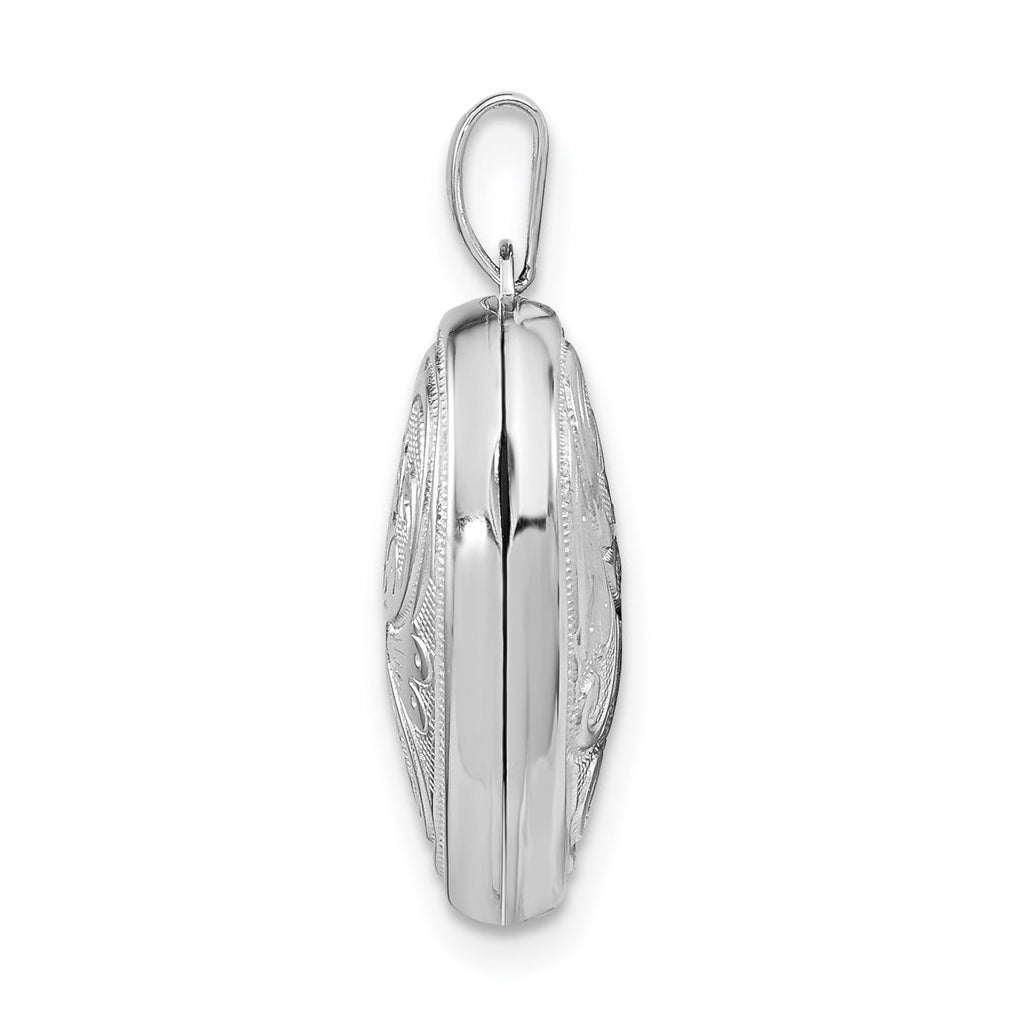 Sterling Silver Rhodium-plated Scrolled Reversible Heart Locket – Elegant Jewelry Gift for Birthday, Anniversary, Engagement, Wedding