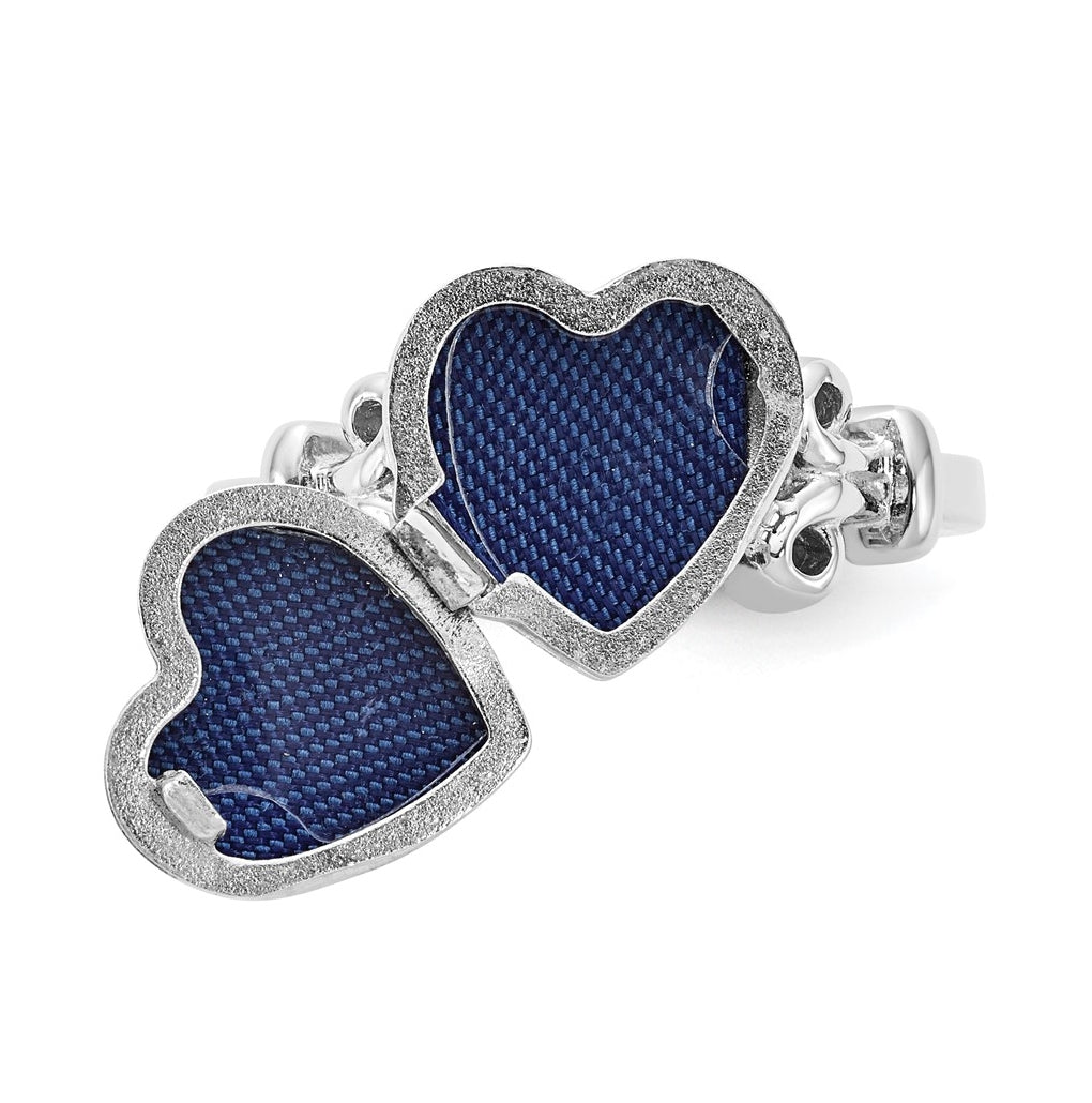 Sterling Silver Rhodium-plated 10mm Heart Locket Ring – Elegant Jewelry Gift for Birthday, Anniversary, Engagement, Wedding