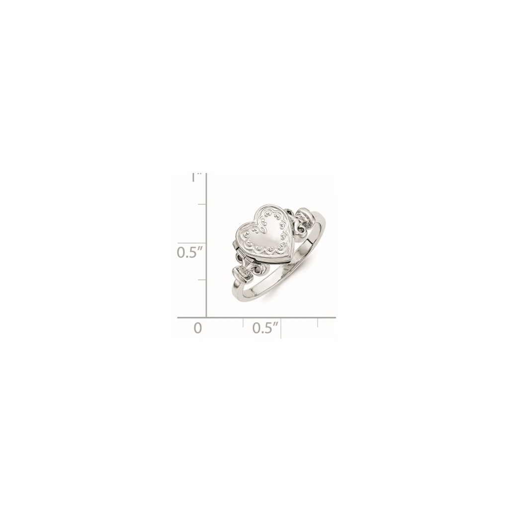 Sterling Silver Rhodium-plated 10mm Heart Locket Ring – Elegant Jewelry Gift for Birthday, Anniversary, Engagement, Wedding