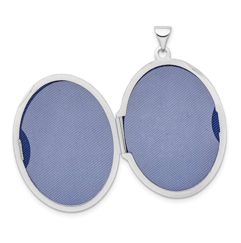 Sterling Silver Rhodium-plated Reversible Floral Swirl Oval Locket – Elegant Jewelry Gift for Birthday, Anniversary, Engagement, Wedding