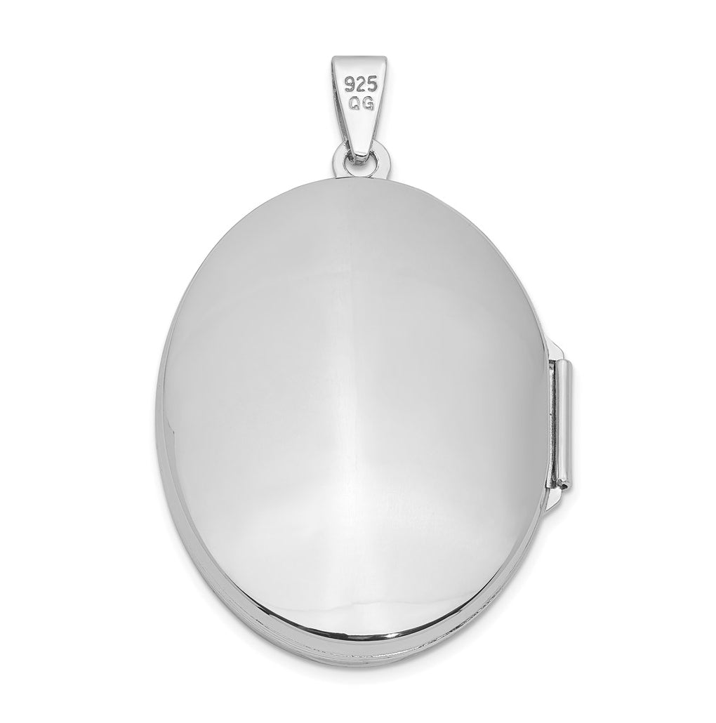 Sterling Silver Rhodium-plated 31mm Oval Scroll Locket – Elegant Jewelry Gift for Birthday, Anniversary, Engagement, Wedding