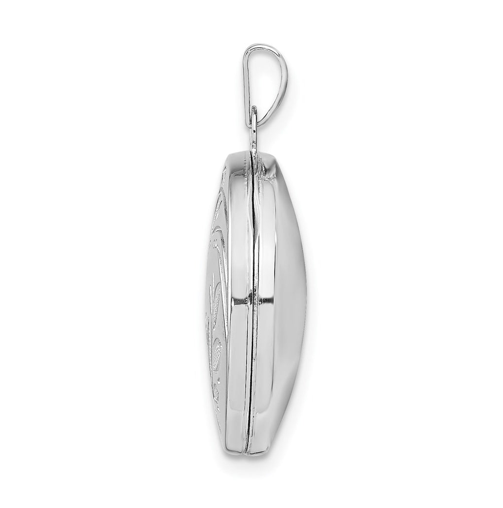 Sterling Silver Rhodium-plated 20mm Round Leaf Floral Locket – Elegant Jewelry Gift for Birthday, Anniversary, Engagement, Wedding