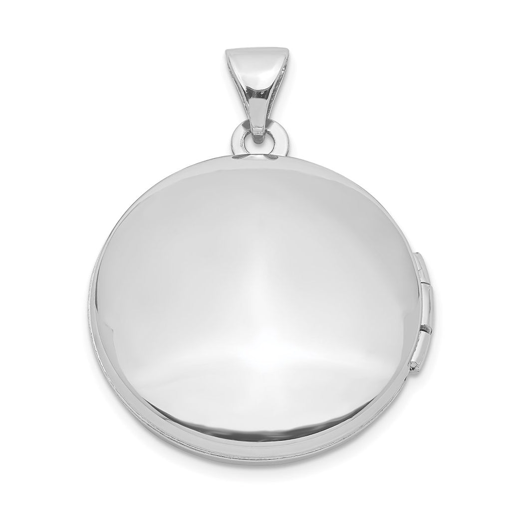 Sterling Silver Rhodium-plated 20mm Round Leaf Floral Locket – Elegant Jewelry Gift for Birthday, Anniversary, Engagement, Wedding