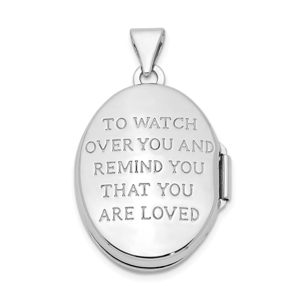 Sterling Silver Rhodium-plated & Gold-plated Guardian Angel Oval Locket – Elegant Jewelry Gift for Birthday, Anniversary, Engagement, Wedding