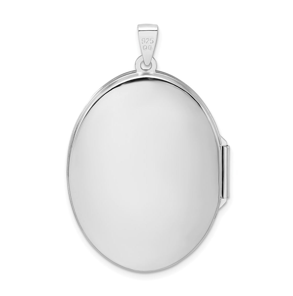 Sterling Silver Rhodium-plated Oval Scroll Locket – Elegant Jewelry Gift for Birthday, Anniversary, Engagement, Wedding