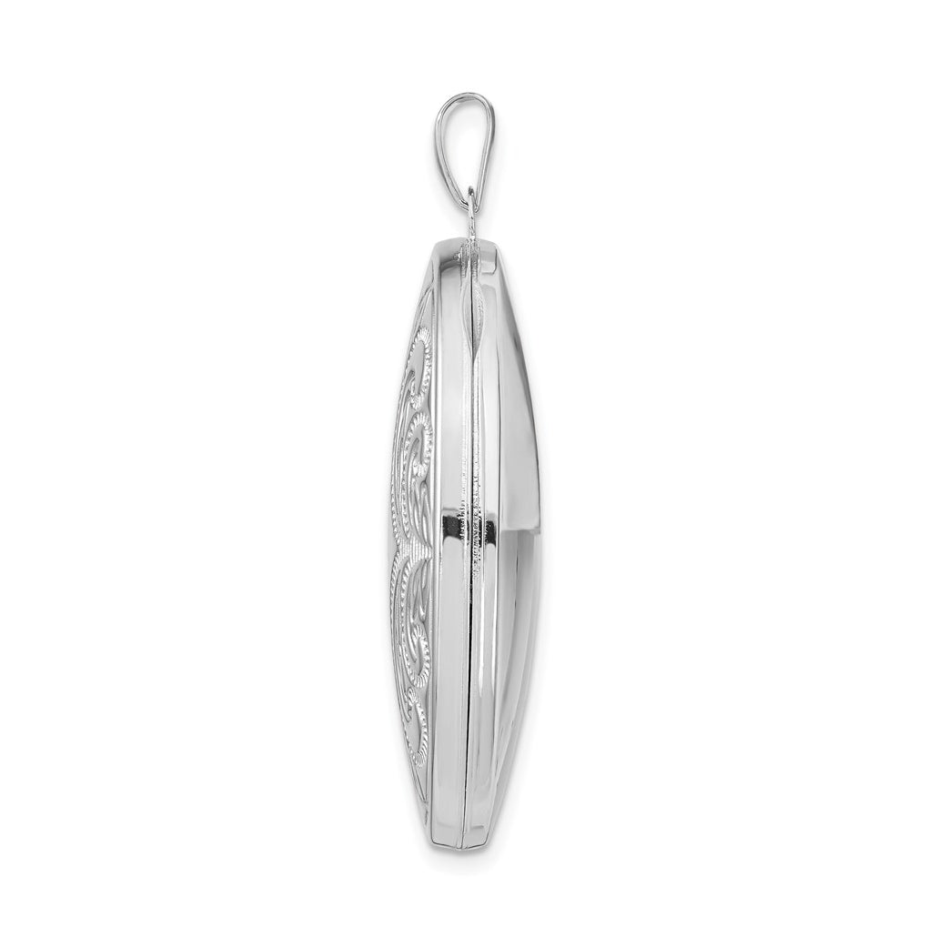 Sterling Silver Rhodium-plated Scroll Design Oval 6-Frame Family Locket – Elegant Jewelry Gift for Birthday, Anniversary, Engagement, Wedding