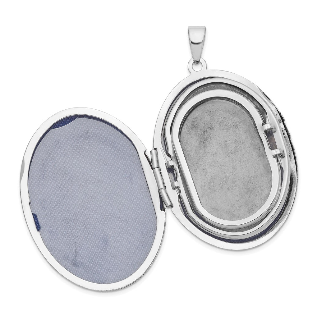 Sterling Silver Rhodium-plated Scroll Design Oval 6-Frame Family Locket – Elegant Jewelry Gift for Birthday, Anniversary, Engagement, Wedding
