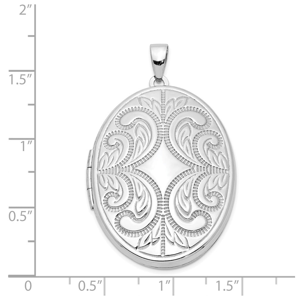 Sterling Silver Rhodium-plated Scroll Design Oval 6-Frame Family Locket – Elegant Jewelry Gift for Birthday, Anniversary, Engagement, Wedding