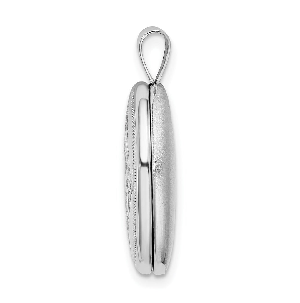 Sterling Silver Rhodium-plated Scroll Oval Locket – Elegant Jewelry Gift for Birthday, Anniversary, Engagement, Wedding