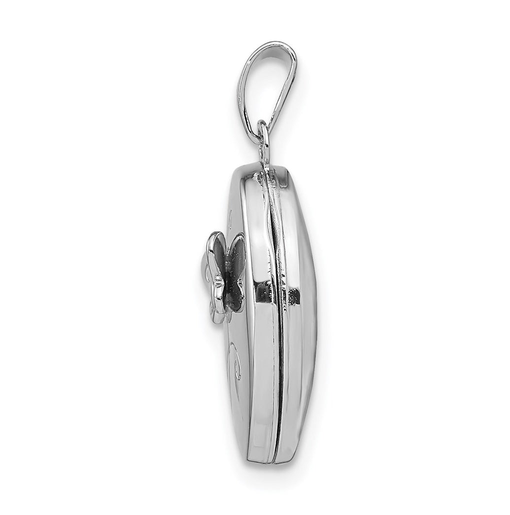 Sterling Silver Rhodium-plated 17x14mm Butterfly Oval Locket – Elegant Jewelry Gift for Birthday, Anniversary, Engagement, Wedding
