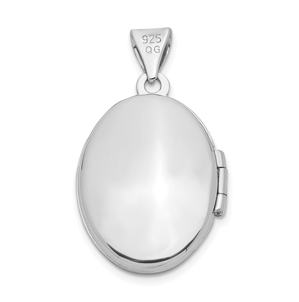 Sterling Silver Rhodium-plated 17x14mm Butterfly Oval Locket – Elegant Jewelry Gift for Birthday, Anniversary, Engagement, Wedding