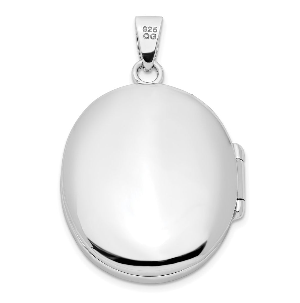 Sterling Silver Rhodium-plated Fancy Cubic Zirconia Oval Locket – Elegant Jewelry Gift for Birthday, Anniversary, Engagement, Wedding
