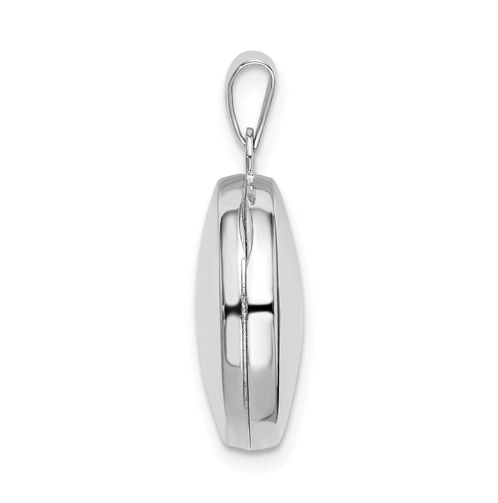 Sterling Silver Rhodium-plated Polished Domed Round Locket – Elegant Jewelry Gift for Birthday, Anniversary, Engagement, Wedding